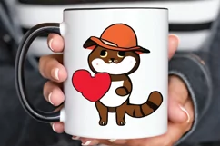 Watercolor Funny Cat Valentine PNG Clipart Product Image 3