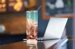 3D Seashells Beach 20oz Skinny Tumbler Sublimation Design Product Image 3