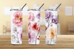 3D White Pink Flowers 20 oz Skinny Tumbler Sublimation Product Image 4