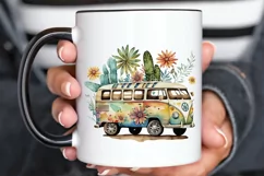Watercolor Hippie Car for Summer PNG Clipart Product Image 3