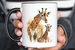 Watercolor Mom and Baby Giraffe PNG Clipart Product Image 3