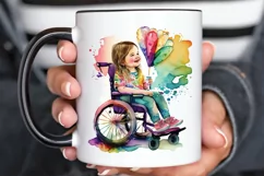Watercolor Girl with Disability PNG Clipart Product Image 3