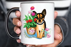Watercolor Dog Floral PNG Clipart Product Image 3
