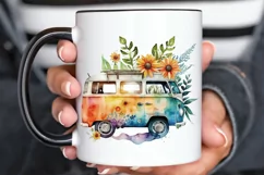 Watercolor Hippie Car for Summer PNG Clipart Product Image 3