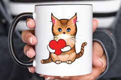 Watercolor Funny Cat Valentine PNG Clipart Product Image 3