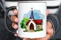 Watercolor Church Sublimation PNG Clipart Product Image 3