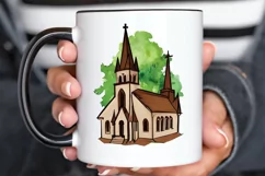 Watercolor Church Sublimation PNG Clipart Product Image 2