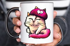 Watercolor Funny Cat Valentine PNG Clipart Product Image 3