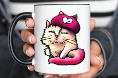 Watercolor Funny Cat Valentine PNG Clipart Product Image 3