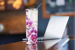 3D Orchid Flowers 20 oz Skinny Tumbler Sublimation Design Product Image 3