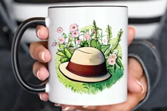Watercolor Floral Hat Garden PNG Clipart Product Image 3