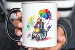 Watercolor Girl with Disability PNG Clipart Product Image 3