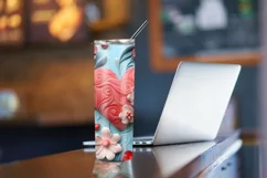3D Heart Floral Tumbler, 3D 20oz Skinny Tumbler Sublimation Product Image 4