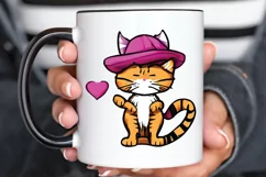 Watercolor Funny Cat Valentine PNG Clipart Product Image 3