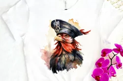 Rooster Pirate Watercolor Sublimation PNG Clipart Product Image 3