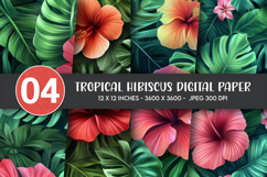 Tropical hibiscus digital paper Product Image 1