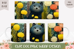 Cartoon Dog Mug Design, Animals Mug Wrap, Floral Mug Product Image 1
