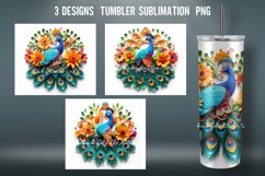 3D Paper Quilling Peacock Birds Tumbler Wrap Sublimation Product Image 1