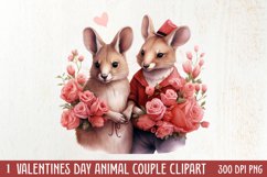 Valentines Day Animal Couple Clipart, Valentine Couple Product Image 1