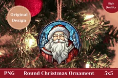 Santa Claus Ornament Design, Stained Glass Santa Product Tag Product Image 1