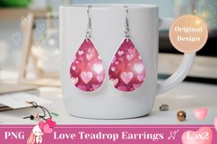 Valentine Teardrop Earrings Design, Love Earring PNG Product Image 1