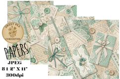 Shabby Chic, Blue/Green, Paper, Floral, Papers, Junk Journal Product Image 1