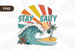 Stay salty Summer PNG, Retro Beach PNG Sublimation Design Product Image 1