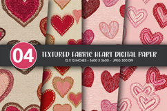 Textured Fabric Heart Digital Paper Product Image 1