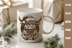 Highland Cow laser SVG PNG| Christmas Cutting Board Design Product Image 2