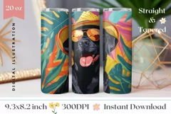 Tropical Tumbler Wrap, Labrador Retriever Dog Tumbler Design Product Image 1