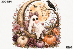 Coquette Ghost Moon Halloween Cute Sublimation SVG Product Image 2