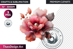 Rose Gold Pink flowers Clipart, Abstract Flowers Wedding PNG Product Image 1
