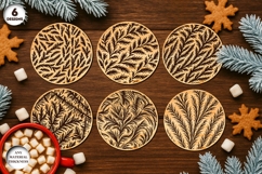 Frost Pattern Coffee Coasters SVG Bundle | Drink Coaster Product Image 1