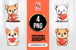 Cute Puppy Holding Heart Clipart Sublimation PNG Product Image 1