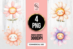 Cute Watercolor Daisy Flower Clipart Sublimation PNG Product Image 1