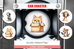 Socially Awkward Pups Car Coaster Product Image 1