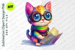 Rainbow Cat Adventurer Reads A Map Clipart Product Image 1