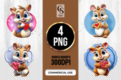 Cute Hamster Holding Heart Clipart Sublimation PNG Product Image 1