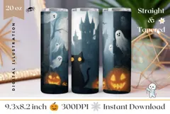 Spooky Halloween Castle Tumbler, Spooky Tumbler Design Product Image 1