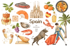 Spain Watercolor Clipart PNG, Spanish Culture Illustrations Product Image 1