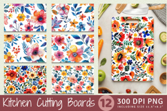 Watercolor Boho Flowers Cutting Boards sublimation Designs Product Image 1