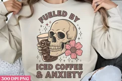 Fueled by iced coffee & anxiety PNG, Iced Coffee Sublimation Product Image 2