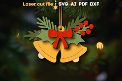 Christmas Ornament Bells SVG laser cut file for Glowforge Product Image 1