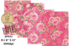 Pink, Mixed Media, Paper, Shabby Chic, Papers, Junk Journal Product Image 1