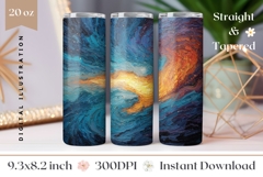 Abstract Tumbler Wrap, Blue Tumbler Sublimation Product Image 1