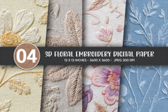 3D Floral Embroidery Digital Paper Product Image 1