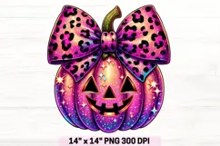 Coquette Bow Pumpkin Png, Girly Jack O Lantern Halloween Png Product Image 1