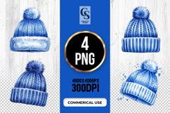 Blue Winter Hats Clipart Sublimation PNG Product Image 1