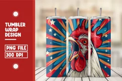 Patriotic Rooster 20 oz Tumbler Wrap - 4th of July Tumbler Product Image 1