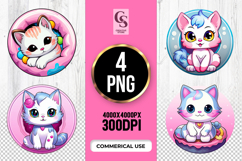 Cute Cartoon Cat Clipart Sublimation PNG Product Image 1